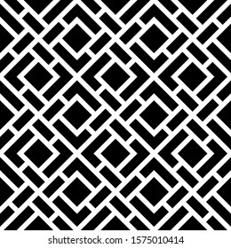Abstract modern geometric shape seamless background pattern. Black, white.