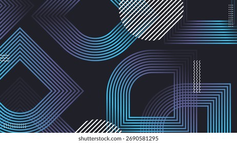 Formas geométricas modernas Abstractas líneas patrón azul púrpura y blanco Colores para el Anuncio de negocios. Ilustración vectorial