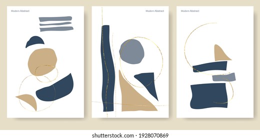Abstract modern geometric shapes. Minimalist creative set of postcard or brochures, cover designs.