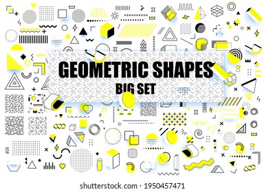 Resumen de formas geométricas modernas. Tendencia universal memphis estilo símbolos gráficos. Elemento gráfico de moda. Diferente silueta gráfica funky para el diseño. Ilustración del vector