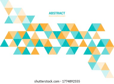 Abstract modern geometric template with green and orange triangle on white background. Element design with copy space for text. Vector Illustration.