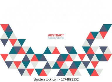 Abstract modern geometric template with red green and gray triangle on white background. Element design with copy space for text. Vector Illustration.