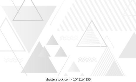 Abstract Modern Geometric Triangles White and Black Vector Background.