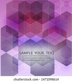 Abstract modern geometric violet background. Hexagonal shapes.