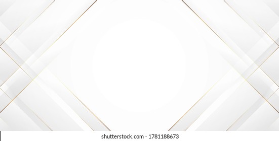 Abstract modern geometric white background   Paper cut style and golden lines   Luxury concept  You can use for banner template  cover  print ad  presentation  brochure  etc  Vector illustration