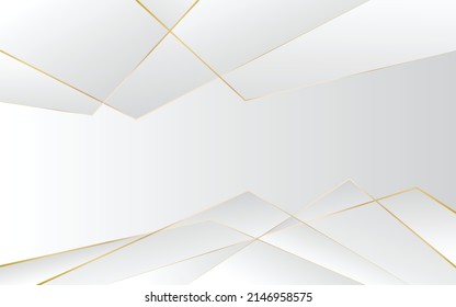 Abstract modern geometric white background. Paper cut style with golden lines. Luxury concept. You can use for banner template, cover, print ad, presentation, brochure, etc. Vector illustration