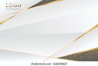 Abstract modern geometric white background. Paper cut style with golden lines. Luxury concept. You can use for banner template, cover, print ad, presentation, brochure, etc. Vector illustration