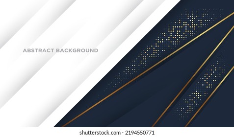 Abstract modern geometric white background. Paper cut style with golden lines. Luxury concept.