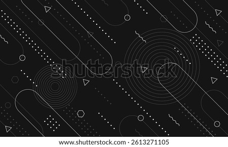  Abstract modern geometric white and grey diagonal line on black background template banner design