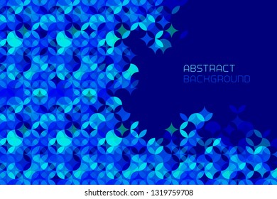 Abstract modern geometrical background with circles in dark blue colors. Stock vector illustration.