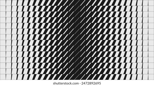 Abstract modern geometrical composition with transition effect, Minimal split vector background with black to white geometric shapes, graphic halftone pattern design in brutalism style