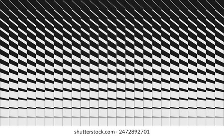 Abstractas composición geométrica moderna con efecto de transición, Fondo de degradado de Vector dividido mínimo con Formas geométricas de negro a blanco, diseño gráfico de patrón de semitonos en estilo brutalismo