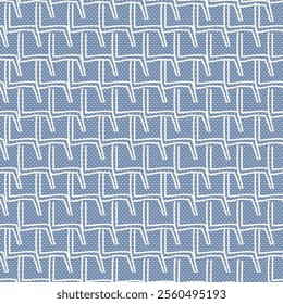 Abstract modern geometrical pattern on blue background. Knit Textured Grid Pattern. For wallpaper, pack paper, interior design, textile design, ethnic illustrations.