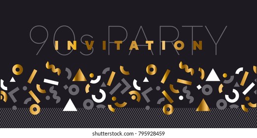 Abstract modern geometry motif for surface design. Cool gold and black pattern with geometric decorative shapes. design element for header, card, invitation, cover, poster.  