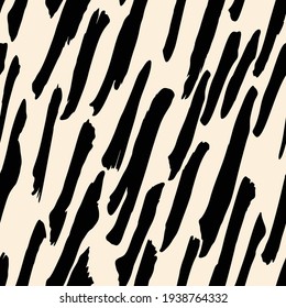 Abstract modern giraffe seamless pattern. Animals trendy background. Beige and black decorative vector stock illustration for print, card, postcard, fabric, textile. Modern ornament of stylized skin.