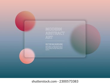 Abstract modern glassmorphism background design. Geometric shapes. Frosted glass effect. Illustration on blurred gradient vector background.