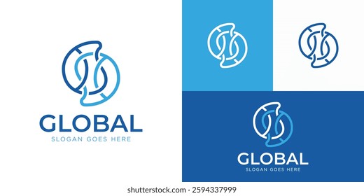Abstract modern global logo design vector illustration.