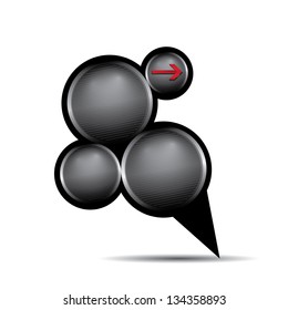 Abstract modern glossy black glass speech bubble. Vector abstract background for website design. circle design