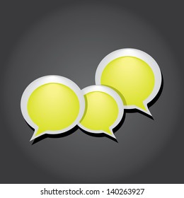 Abstract modern glossy green glass speech bubble. Vector abstract green background for design.