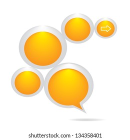 Abstract modern glossy orange glass speech bubble. Vector abstract background for design.