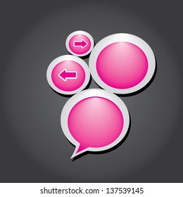 Abstract modern glossy pink glass speech bubble. Vector abstract background for design.