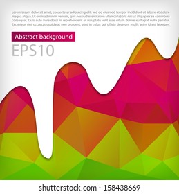 Abstract modern glossy polygonal background with a dripping paint