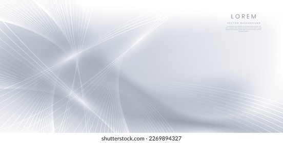 Abstract modern glowing white lines wavy overlapping on grey background. Template technology design. Vector illustration