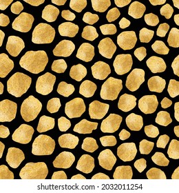 Abstract modern golden and black giraffe seamless pattern. Animals trendy metallic background. Decorative vector stock illustration for print, fabric, textile. Modern ornament of stylized skin.