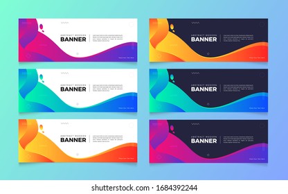 Abstract modern gradient banner set.  Vector design Banner background. Web banner in 3 gradients