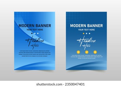 Abstract Modern Gradient Blue Business Banner Template, can be used for business designs, presentation designs or any suitable designs.