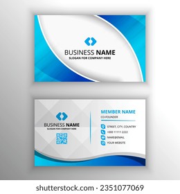 Abstract Modern Gradient Blue Business Card Template With Curved Shapes, can be used for business designs, presentation designs or any suitable designs.