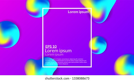 Abstract modern gradient fluid blue yellow liquid with purple background. Landing page, flyer, banner, card. Vector illustration