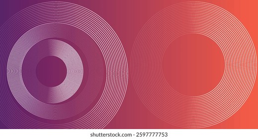 Abstract modern gradient horizontal template background. Trendy bright circle lines creative design. Minimal style graphic elements. Suit for poster, cover, banner, flyer, brochure, presentation