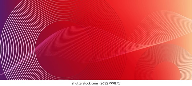 Abstract modern gradient horizontal template background. Trendy bright circle lines creative design. Minimal style graphic elements. Suit for poster, cover, banner, flyer, brochure, presentation