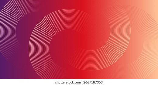Fondo de Plantilla Horizontal de gradiente moderno Abstractas. Líneas de círculo brillantes de moda diseño creativo. Elementos gráficos de estilo minimalista. Traje para el cartel, cubierta, Anuncio, volante, folleto, presentación
