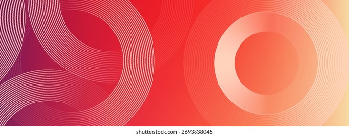 Fondo de Plantilla Horizontal de gradiente moderno Abstractas. Líneas de círculo brillantes de moda diseño creativo. Elementos gráficos de estilo minimalista. Traje para el cartel, cubierta, Anuncio, volante, folleto, presentación