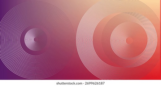 Fondo de Plantilla Horizontal de gradiente moderno Abstractas. Líneas de círculo brillantes de moda diseño creativo. Elementos gráficos de estilo minimalista. Traje para el cartel, cubierta, Anuncio, volante, folleto, presentación