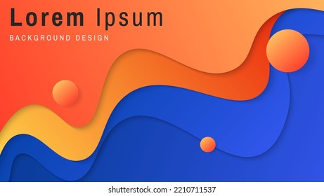 Resumen Gradiente Moderno Naranja En El Diseño De Fondo De Ondas Azules