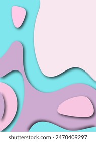 Abstractas fondo de ondas de corte de papel degradado moderno con decoración de sombra. Diseño creativo de patrón de onda dinámica de estilo minimalista. Cute vibrante pastel colores elemento de textura líquida. Ilustración vectorial