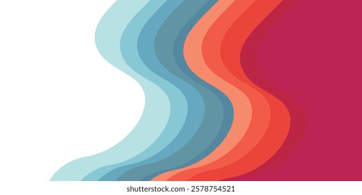 Abstract modern gradient paper cut waves background with shadow decoration. Minimal style dynamic wave pattern creative design.EPS 10