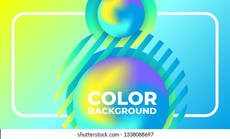 Abstract modern gradient vibrant liquid ball blue yellow background. Landing page, flyer, banner, card. Vector illustration