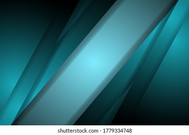 Abstrakter, moderner Grafikhintergrund. Geometrische grüne Formen, rieselfähige Neonstreifen und Linien auf dunklem Farbverlauf.