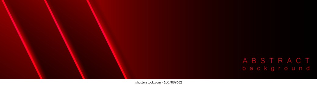 Abstract modern graphic design background. Red geometric shapes, shimmering stripes and lines on a dark gradient.