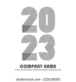 Abstract modern graphic design vector illustration background.  Annual report. Happy New Year. 2023 number. Business greeting celebration banner poster magazine template sign post social media layout
