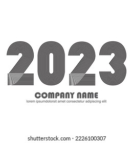 Abstract modern graphic design vector illustration background.  Annual report. Happy New Year. 2023 number. Business greeting celebration banner poster magazine template sign post social media layout