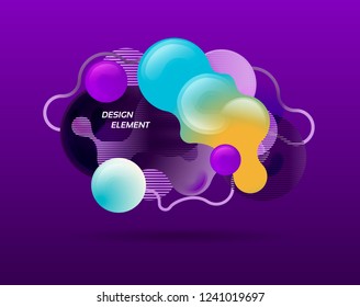 Abstract modern graphic element. Dynamic colored form and line. Gradient abstract banner with flowing liquid shapes. Template for the design of a logo, flyer or presentation. Vector background. 