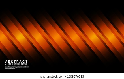 Abstract modern graphic element. Dynamic colored diagonal metallic lines shapes. Elegant style design for poster, flyer, or brochure. Colorful stripes geometric background with orange on dark space