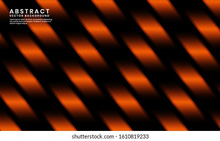 Abstract modern graphic element. Dynamic colored diagonal metallic lines shapes. Elegant style design for poster, flyer, or brochure. Colorful stripes geometric background with orange on dark space