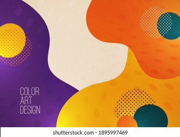 Resumen del elemento gráfico moderno. Formas y ondas de colores dinámicos. Cartel con formas líquidas fluidas. Plantilla para diseño de página de inicio o fondo del sitio web. Ilustración del vector