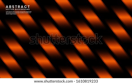Abstract modern graphic element. Dynamic colored diagonal metallic lines shapes. Elegant style design for poster, flyer, or brochure. Colorful stripes geometric background with orange on dark space